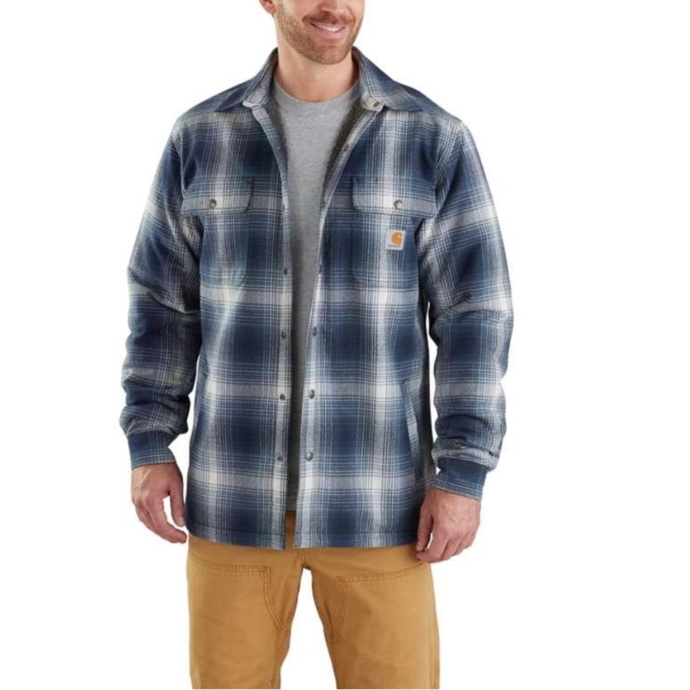 Carhartt Men’s L Hubbard Sherpa Lined Plaid Shirt Jacket